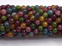 Jade - Tourmaline Color, 6mm Round-Rainbow Beads