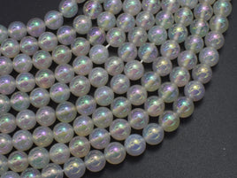 Mystic Coated White Agate, 8mm Round-Rainbow Beads