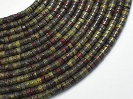 Dragon Blood Jasper, 2x4mm Heishi Disc-Rainbow Beads