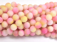 Matte Jade - Pink & Yellow, 8mm Round-Rainbow Beads