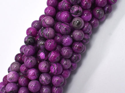 Gray Picture Jasper - Purple, 8mm (8.5mm)-Rainbow Beads