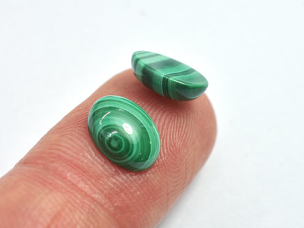 Genuine Malachite Cabochon, 7x9mm Oval, 2pieces-RainbowBeads