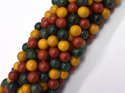 Alashan Agate-Green / Yellow / Red, 8mm-Rainbow Beads