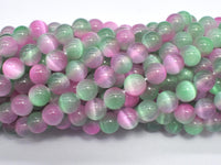 Selenite - Green & Purple, 8mm (8.5mm)-Rainbow Beads