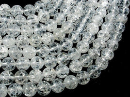 Crackle Clear Quartz Beads, 10mm Round Beads-Rainbow Beads