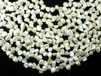 Fresh Water Pearl Beads, White with AB, Top drilled, Keshi
