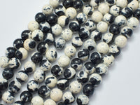 Rain Flower Stone Beads, Black, White, 8mm Round Beads-RainbowBeads
