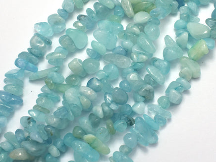 Aquamarine, 4-10mm Chips Beads, 32 Inch-Rainbow Beads