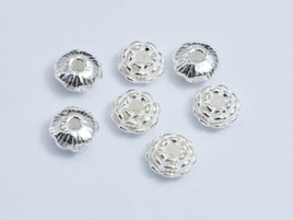 4pcs 925 Sterling Silver Beads, 6mm Flower