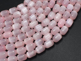 Selenite, Gypsum, Pink, 6x9mm Tube-Rainbow Beads