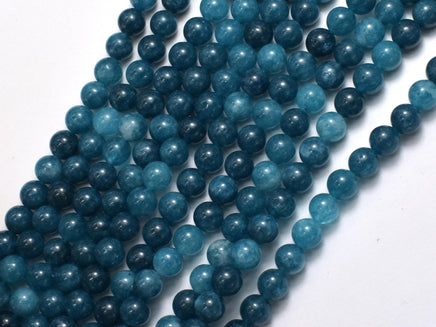 Jade - Blue, 6mm Round-Rainbow Beads