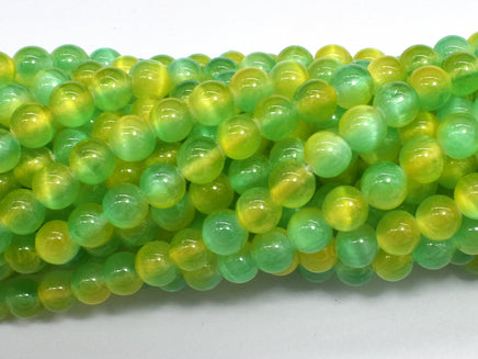 Selenite - Green & Yellow, 6mm (6.5mm)-Rainbow Beads