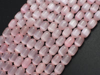 Selenite, Gypsum, Pink, 6x9mm Tube-Rainbow Beads