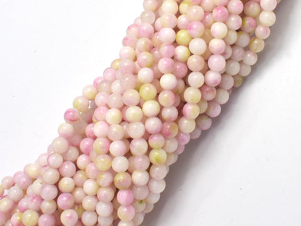 Jade - Pink & White, 4mm (4.5mm)-Rainbow Beads