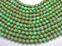 Howlite Turquoise - Green with Gold Line, 8mm (8.3mm)-Rainbow Beads