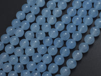 Jade - Aqua Blue, 8mm Round-Rainbow Beads
