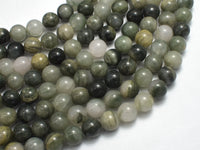Green Line Quartz Beads, 8mm, Round