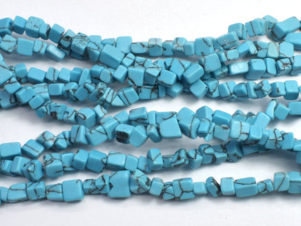 Howlite Turquoise-Blue, 4-7mm Chips Beads, 34 Inch-RainbowBeads