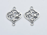 1pcs 925 Sterling Silver Bead Connector, Flower Connector, Rose Connector, 15x12mm