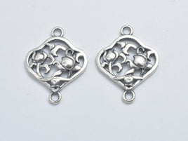1pcs 925 Sterling Silver Bead Connector, Flower Connector, Rose Connector, 15x12mm