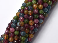 Jade - Tourmaline Color, 6mm Round-Rainbow Beads