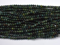 Moss Agate Beads, 4mm (4.5mm) Round Beads-Rainbow Beads