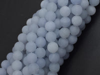 Matte Jade - Light Blue, 8mm Round-Rainbow Beads