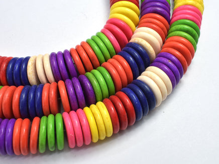 Howlite-Multicolor, 18x3.5mm Disk Beads-RainbowBeads