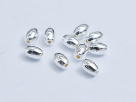 30pcs 925 Sterling Silver Beads, 2x3mm Rice Beads