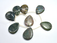 Indian Agate, Fancy Jasper, 30x40mm Flat Teardrop, Side Drilled-RainbowBeads