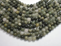 Green Line Quartz Beads, 8mm, Round