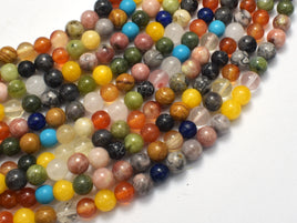 Mixed Stone, 6mm Round Beads-Rainbow Beads