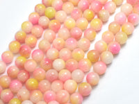 Jade - Pink & Yellow, 8mm Round-Rainbow Beads