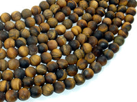 Matte Tiger Eye, 8mm Round Beads-RainbowBeads