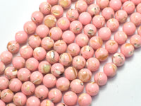 Shell Howlite-Pink, with Trochus Shell, 8mm (8.5mm)-Rainbow Beads