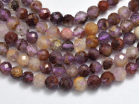 Super Seven Beads, Cacoxenite Amethyst, 4mm (4.4mm) Micro Faceted Round
