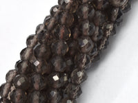 Smoky Quartz, 4mm Micro Faceted Round-RainbowBeads