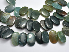 Moss Agate 20x30mm Overlapping Oval Beads, Side Drilled-RainbowBeads