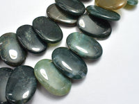 Moss Agate 20x30mm Overlapping Oval Beads, Side Drilled-RainbowBeads