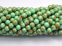 Howlite Turquoise - Green with Gold Line, 6mm (6.4mm)-Rainbow Beads