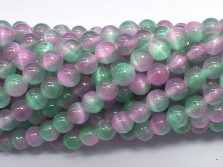 Selenite - Green & Purple, 6mm (6.5mm)-Rainbow Beads