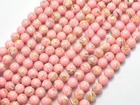 Shell Howlite-Pink, with Trochus Shell, 6mm (6.5mm)-Rainbow Beads