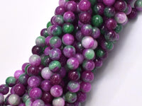 Jade - Ruby & Green, 6mm Round-Rainbow Beads