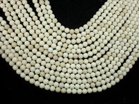 Matte White Fossil Jasper Beads, 6mm (6.3mm)