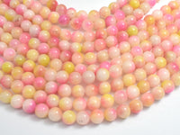 Jade - Pink & Yellow, 8mm Round-Rainbow Beads