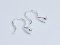 4pcs 925 Sterling Silver Ear Wires, Earring Hook, Fishhook Setting, 10x15mm