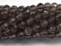 Smoky Quartz, 4mm Micro Faceted Round-RainbowBeads