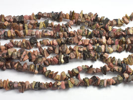 Rhodonite, 4-9mm Chips, 34 Inch-RainbowBeads