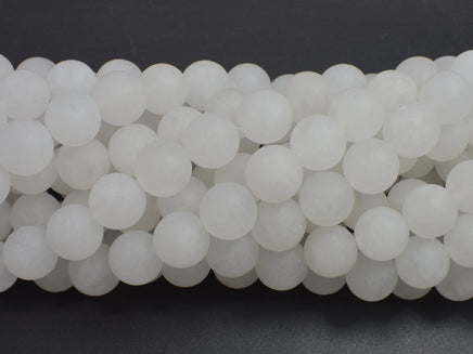 Matte White Jade 10mm Round Beads-RainbowBeads