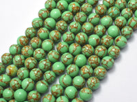 Howlite Turquoise - Green with Gold Line, 8mm (8.3mm)-Rainbow Beads